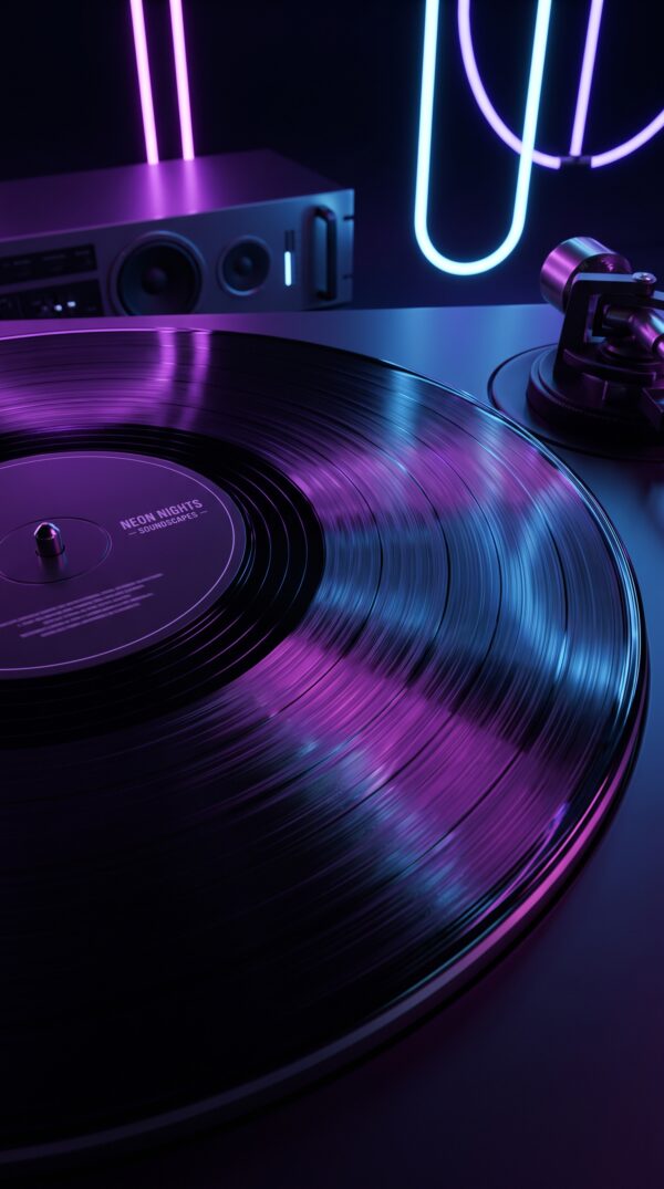Neon Vinyl Record Wallpaper